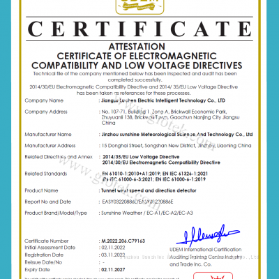 Tunnel wind speed and direction detector
