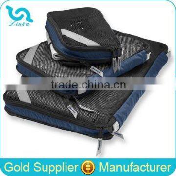 3 Pcs Set Double-Sided Travel Packing Cubes Set Lightweight Nylon Organizers And Compression Pouches For Travel