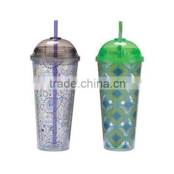 Double Wall Plastic Straw Mug With Paper Instert photo-5