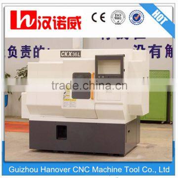 cnc lathe machine specification of CKX36L slant bed lathe 5" hydraulic chuck gang tool turret linear guideway high speed