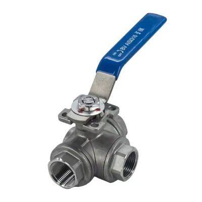 Stainless Steel 304 316 Three-way BSP NPT Female Threaded Ball Valve T Type/ L Type 1000WOG