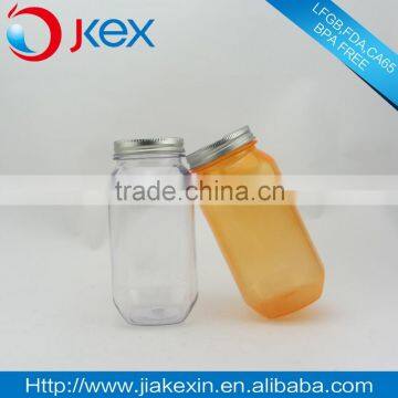 Plastic Single Wall Mason Jar Bpa Free With Lid And Straw