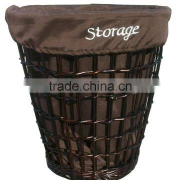 dark stain single open weave willow basket