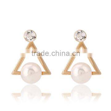 Fashion Crystal Jewelry Triangle Pearl Gold Earrings Designs for Girls photo-2