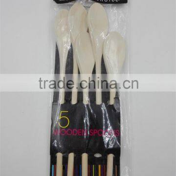 wooden long handle spoons set of 5pcs