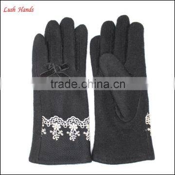 Ladies New Style Cheap Woolen Gloves With Lace on Cuff photo-3
