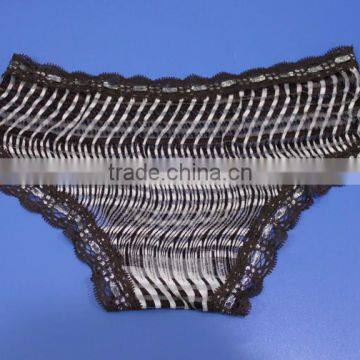 Hot Sell Sexy Underwear Young Lady Panty,lace Waistband and Stripe Covering Panty photo-6