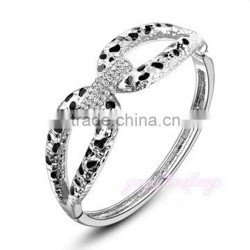 new products leopard silver color crystal enamel bangle