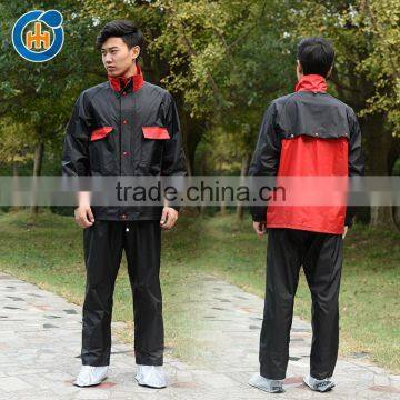 Good quality nylon black short raincoat with hood