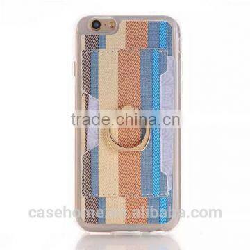 Leather Coated Soft TPU Case for IPhone 6 Ring Grip Stand Holder Cover Case photo-5