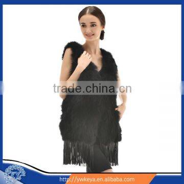 Wholesale 2015 winter long style real raccoon fur vest with PU leather tassels