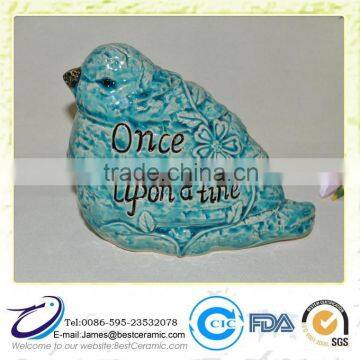 Blue Glazed Ceramic garden decorative Bird