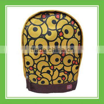 Top Quality Products Bros Duck Pattern Printed 600D Yellow Polyester Backpack With Zipper