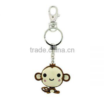 Monkey keyring with crystal accents on the cheeks. Bottom half of the monkey moves