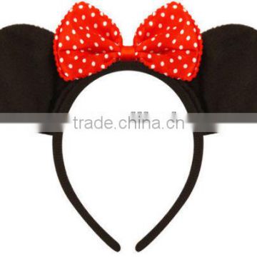 MOUSE EARS & BOW HEADBAND - Fancy Dress Costume Mickey Minnie - Outfit H095