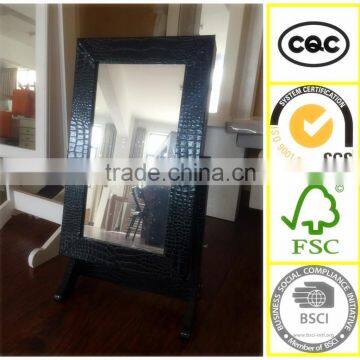 fashion wooden mirror jewelry cabint PU frame