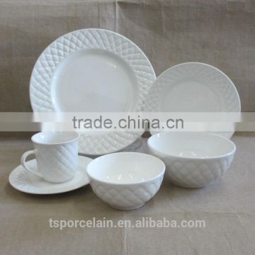 20pcs embossed porcelain dinner set