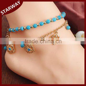 Factory price gold plated beaded anklet cheap anklet bracelet/