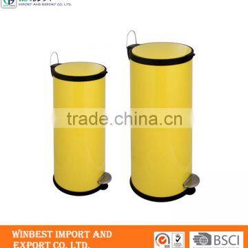 Yellow Oval Stainless Steel Trash Can Hospital Waste Bin