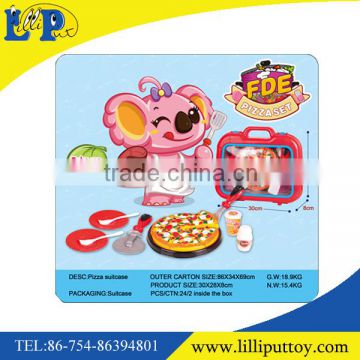 Funny pretending play pizza toy set with handle box