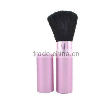 Professional Pink Retractable Makeup Brush With Metal Handle