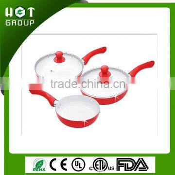 5pcs white color ceramic coating frying pan slione handle