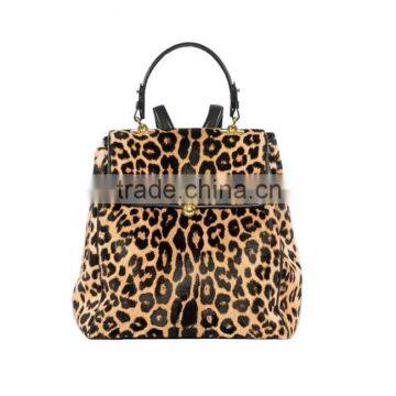 BK4012 Guangzhou factory PU leather handbag bag leopard black backpack bag