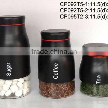 CP092T5 round glass jar with metal casing