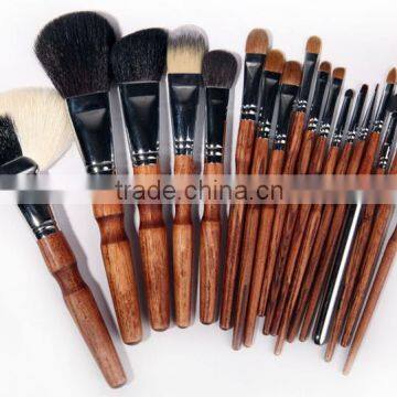 quality 18 piece sable hair makeup cosmetic brush set with pink zipper case