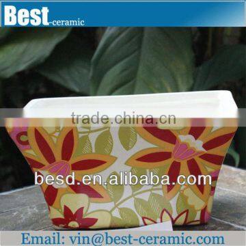 leaf decal ceramic big flower pot decoration