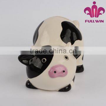 Direct factory OEM cow shaped ceramic bank digital coin counting money jar