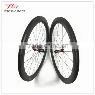 Tubeless carbon wheels for road bike, 50mmx25mm carbon bicycle wheelset with dt 240s hub Sapim cx-ray spokes