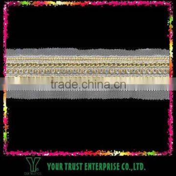 Crystal Clear White Pearl Beaded Trim For Wedding Dress photo-6