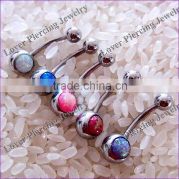 With Opal Ball Stainless Steel Piercing Navel Belly navel Ring [OB-055]