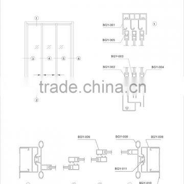 BGY bathroom door series aluminum profile for bathroom