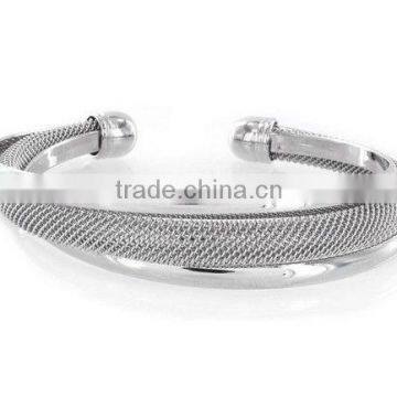 Modernized Silver Mesh Cuff Metal Charm Bracelet Vners