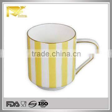 Tableware gold rim yellow stripe ceramic 150ml the coffee mug