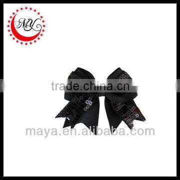 Beautiful black sequin cheerleading hair bows(approved by BV)