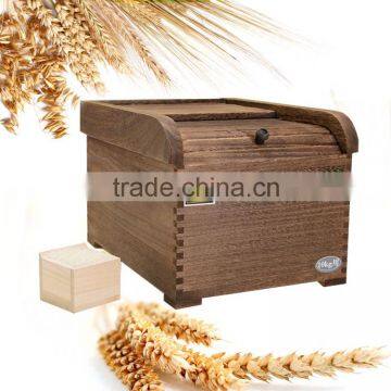 Eco-friendly cheap paulownia wood rice bin in brown