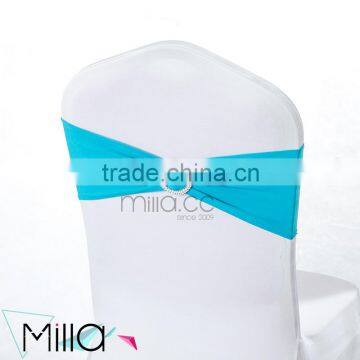 Finished edge spandex lycra chair bands elastic chair sash with buckle for wedding                        
                                                Quality Choice