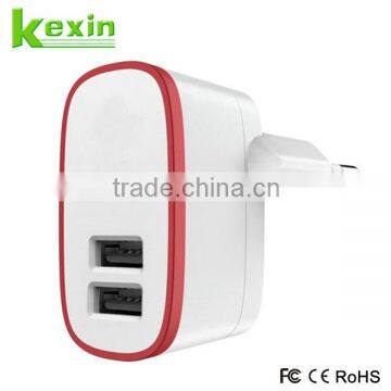 CE Universal Travel Adaptor with Dual USB, 5V2.1A Travel Charger Fast Charging for USB Device