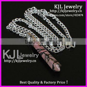 KJL-A0384 Rhodonite Necklace,hexagon prism quartz pendulum Pendant necklace ,agate gem stone necklace