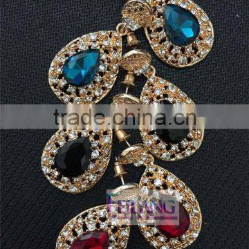 GOLD Drop Jewelry Earrings Hypoallergenic Diamond Crystal Earrings photo-3