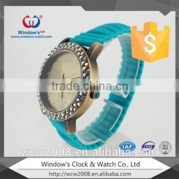 colorful silicone diamond watch quartz movment