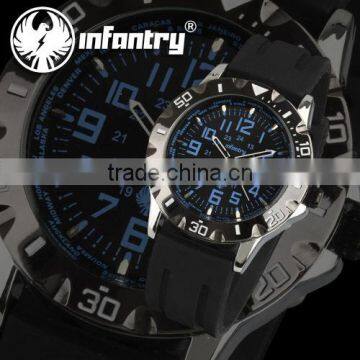 INFANTRY Luxury Men' s Date Quartz Sport Black Rubber Watch