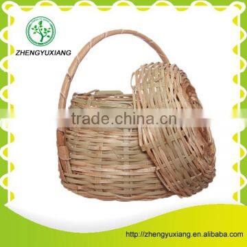 Handmade Bamboo basket with handle and removable cover