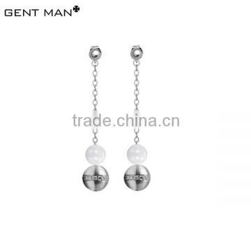 2014 newest design stainless steel ceramic dangle earrings/cubic zirconia women's earring/fashion earrings