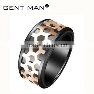 Rose gold hollow out shaped Titanium silver 316l stainless steel O rings for men