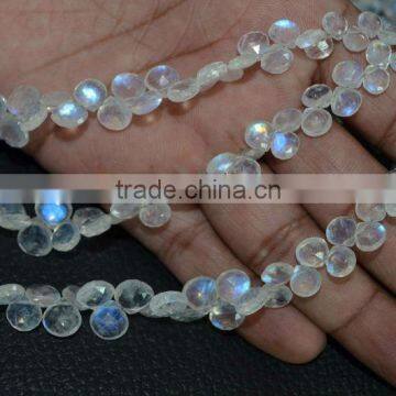 Rainbow Moonstone 6 to 8mm Faceted Heart