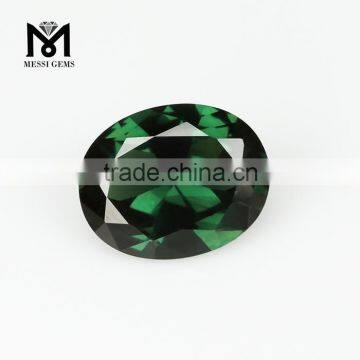 Synthetic Loose Green Oval Machine Cut Artificial Spinel Gemstone